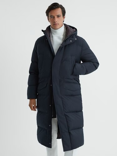 Reiss quilted long hooded - quilted,