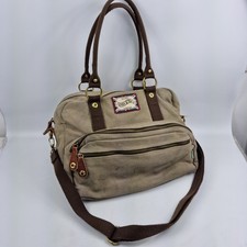 Ollie & Nic x Superdry Canvas Satchel Shoulder Bag Floral Lining Khaki Brown