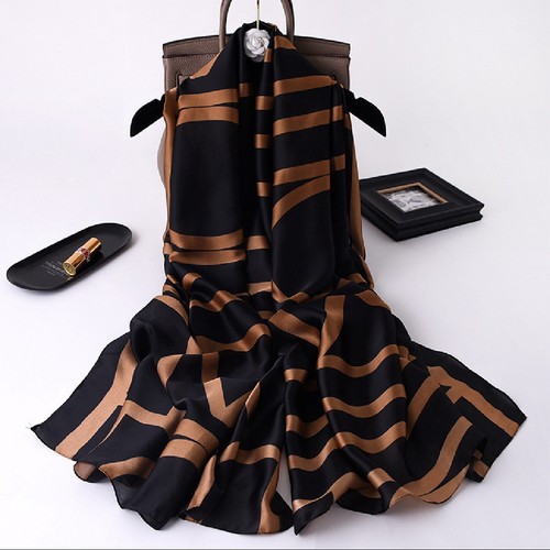 Large black brown scarf - &,