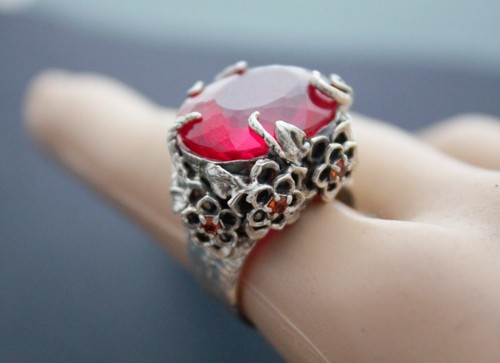 Ring sterling silver red - ring,