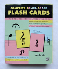 89 Music Flash Cards for all beginning Music Students, colour coded.