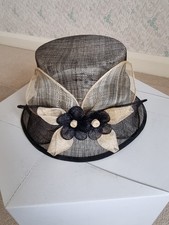 Laura Ashley Black & Cream Mesh Hat, Occasion Wedding, Excellent