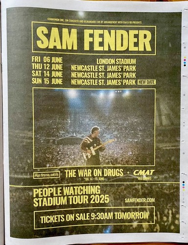 Sam fender live tour dates - sam,