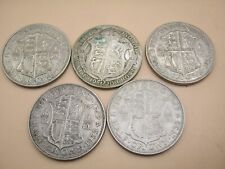 COINS - 5 x Solid Silver Half Crown - 50% Silver - Pre 1947 - 70gms