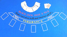GIANT BLUE BLACK JACK FELT BAIZE CLOTH LAYOUT 180CM 6FT  by 3FT - POKERCHIPSHOP
