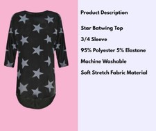 WOMENS STAR PRINT TOP HIGH LOW