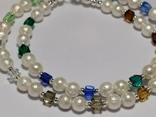 Shell Pearl Necklace Glass Accent Beads 34