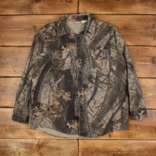 Vintage Winter Run Chamois Shirt Button L USA Made Outdoor Real Tree Mens