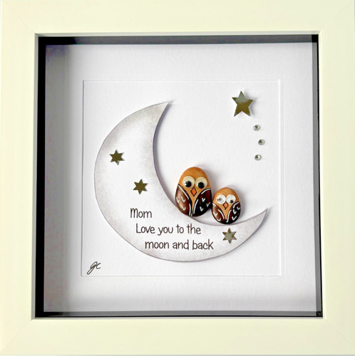 Mom owl pebble - owl, art