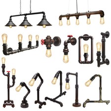 Vintage Industrial Rustic Steampunk Metal Waterpipe Ceiling Wall Table Lights BI