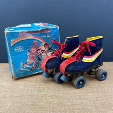 VINTAGE DISCO RETRO 70s/80s SUEDE BLUE ROLLER SKATES SHOE SKATES SIZE 5