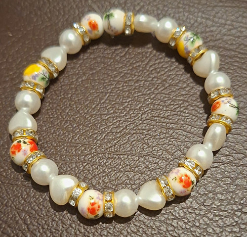 White round glass beaded - round,