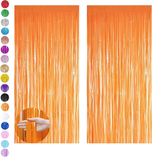 Orange tinsel curtain - orange, party