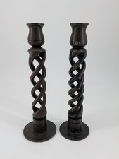 Pair Open Barley Twist Wooden
