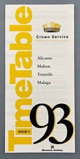 MONARCH AIRLINES CROWN SERVICE AIRLINE TIMETABLE ISSUE 1 1993