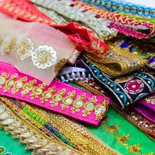 12" Skinny Indian Sari Trims, Boho Ribbons 25 Pcs | Junk Journal Embellishments