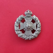 Rifle Brigade Cap Badge King's Crown White Metal With Slide