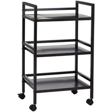 Amazon Basics Metal Serving Cart with 3-Tier Storage, Black Kitchen Trolley
