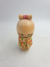 WOODEN KOKESHI DOLL JAPAN HANA-FUBUKI CHERRY BLOSSOM PETALS HANDPAINTED ARTFORUM