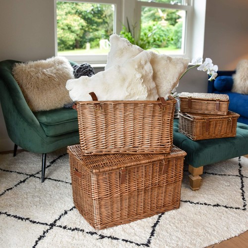 Large wicker hamper basket - large,