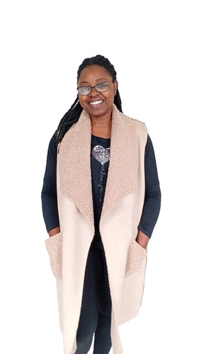 Ladies beige gilet suede - ladies,