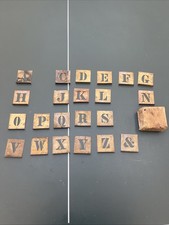 22x Vintage Brass Letter Stencils & Box