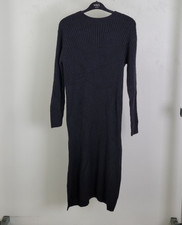 M&S Women's Rib Knit Jumper Dress Black Size M Crew Neck Long Sleeve NW F2