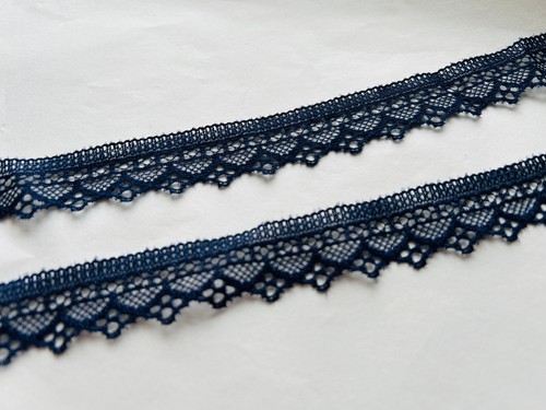 Navy stretch lace trim - stretch,