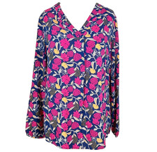 Afibel Navy Pink Floral V Neck