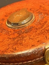 Tape Measure, Leather Housed, Brass Winder, Chesterman Sheffield England 66FT L
