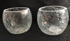Two Clear Crackle Glass