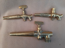 X 3 ANTIQUE POLISHED BRASS BARREL TAPS