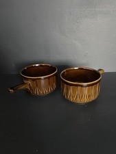 2 Vintage Brown Glazed Ceramic