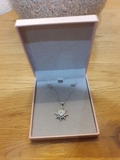 QVC Diamonique Rhodium Plated 925 Silver Star Necklace 