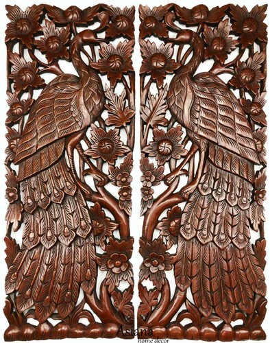 Peacock animal carved wood - peacock,