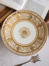 Antique Minton Art Nouveau Ribbon Bows Enamelled Turquoise Pierced Rim Plate