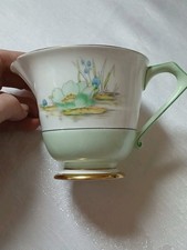 Art Deco Paragon Fine English Bone China Water Lily Milk Jug Green Creamer