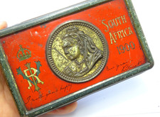 Original Antique Victorian Boar War South Africa Chocolate Tin