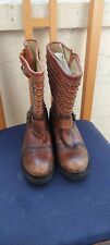 ASH ANKLE 2969 TENNESSEE VINTAGE TAN LEATHER STUDDED BIKER BOOT UK36/3