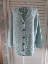 Damart thick chunky knit cardigan - turquoise/mint? - size 14/16