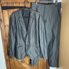 Armani Exchange Mens Grey Cotton Two Piece Jacket Trouser Suit Size 40R W30