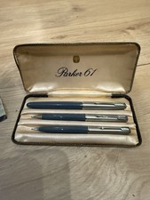 Vintage Parker 61 Grey Fountain Pen Set. Complete With Original Box 