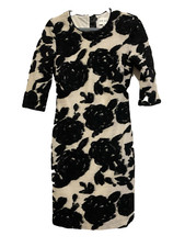 Reiss Lavine Black Cream Floral Bodycon Dress Size 10 Wedding Guest Christening