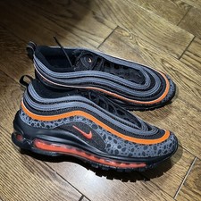 Nike Air Max 97 Shoes Low Black Safety Orange Size 5 Youth Womens 6.5