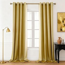 2 Panels Gold Faux Silk