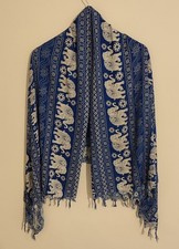 Elephant Pattern Scarf Blue &