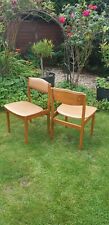 Pair Mid Century Danish Teak Dining Chairs Scandi 60's 70's Vinyl Original 