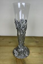 Royal Selangor Garden Bouquet Vase Glass & Pewter Rose With Butterfly