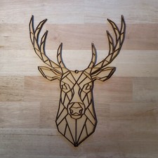 Large 3D Wooden Geometric Stag
