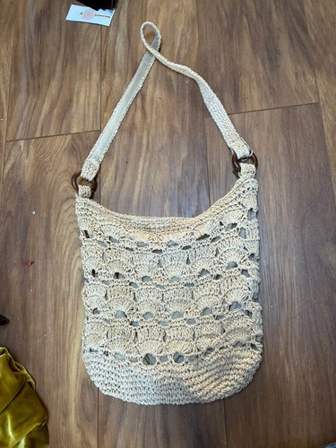 Boho straw wicker macrame bag